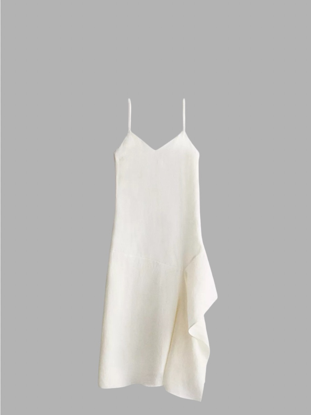Zara White Strapless-Style Slip Dress with Draped Side Detail